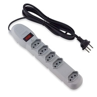 Protetor e Adaptador de Tomada 5 Tomadas 3 Pinos Bivolt Plástico Cinza - Segurança e Praticidade para sua Casa - imagem 1