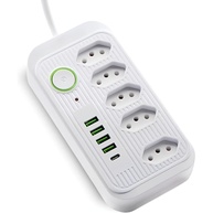 Filtro de Linha Potente: 5 Tomadas, 4 USB, 1 USB-C e Cabo de 2m - Energia e Segurança para Seus Dispositivos - imagem 1