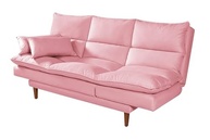 Sofá-Cama Vancouver 3 Lugares com Chaise e 5 Posições Ajustáveis em Suede Rosa - imagem 2