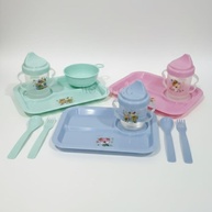 Kit Alimentação Infantil 5 Peças com Prato, Tigela, Copo e Talheres - Seguro e Prático para Bebês (Azul) - imagem 1
