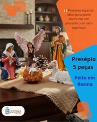 Presépio de Natal com Figuras em Resina - José, Maria, Jesus, Anjo e Ovelha - 5 Peças Detalhadas - imagem 4