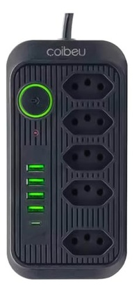 Régua de Energia Torre 5 Tomadas + 4 USB + 1 USB-C 2m 2500W - Potencialize seu Espaço com Segurança e Tecnologia! - imagem 2