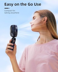 Koonie Ventilador Portátil Recarregável com Display Digital | 5 Velocidades, 90° Ajustável, Ideal para Ambientes Internos e Externos - imagem 3