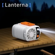 Ventilador Portátil Multifuncional Compacto 5 Velocidades 18.000 RPM Bateria 4.000 mAh Carregador e Lanterna LED Com Clipe de Cintura e Cordão Carregamento USB Tipo C (Branco) - imagem 3