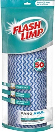 Flash Limp Pano Multiuso Azul - Rolo com 50 Unidades Lavável e Secagem Rápida - imagem 4
