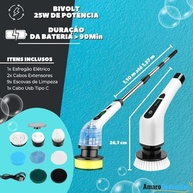 Escova Giratória Elétrica 9 em 1 com Motor 25W e Bateria 5000mAh - Limpeza Profunda 360º - imagem 3