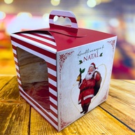 Caixa Panetone Papai Noel com Visor e Berço - 350g a 500g - imagem 2