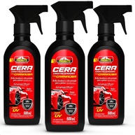 KIT 3 Ceras Cristalizadora Liquida Com Carnaúba Proteção Uv Automotivo Pro auto 500Ml - imagem 1