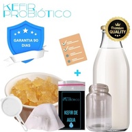 Kit Kefir de Água Vivo com Frasco de Vidro 500ml, Tampa Voal e Peneira - imagem 3