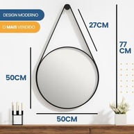 Espelho Adnet Redondo 50cm com Alça e Suporte - Design Moderno para Ambientes Elegantes - imagem 3