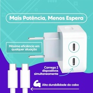 Carregador Turbo 50W USB-C PD: iPhone 15/16 Pro Max Ultra Rápido com Cabo 1M e Duas Portas - imagem 5