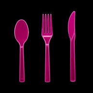 Pacote Combo Talheres Plásticos Rígidos Rosa Neon - 51 Peças Party Essentials - imagem 5