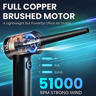 Espanador de Ar Comprimido Elétrico Recarregável 51000 RPM com Luz LED e 5 Bocais - Limpeza Profissional Portátil - imagem 3