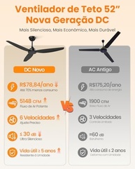 Ventilador de Teto 52" com Controle Remoto | 6 Velocidades, Reversível e Silencioso - imagem 4