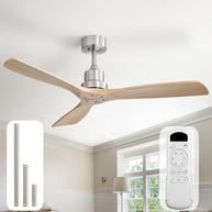 Ventilador de Teto Sofucor 52" com Controle Remoto | 3 Lâminas de Madeira Esculpida | Silencioso e Moderno para Casa e Ambientes Externos - imagem 1