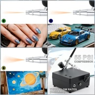 Roizefar Kit de Aerógrafo com Compressor 55 PSI - Sistema Profissional Sem Entupimento, Bicos 0,2/0,3/0,5 mm, 4x100ml + Acessórios - imagem 5