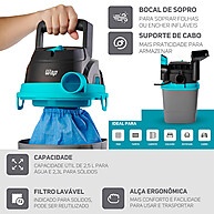 WAP GTW Compact: Aspirador 1400W 5,5L - imagem 2