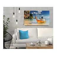 Quadro Decorativo Praia com Barco no Mar - 55x100cm | Decore Ambientes com Estilo Náutico - imagem 3
