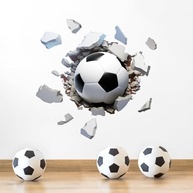 Adesivo de Parede de Futebol 3D Impermeável 55x54cm - Decalque Moderno Autoadesivo para Quarto e Sala de Jogos - imagem 2