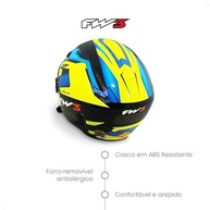 Capacete Moto FW3 X Open Up Fox: Estilo e Segurança Amarelo/Azul (Tamanho 56) - imagem 5