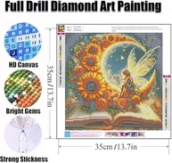 Kits de Pintura de Diamante com Fadas da Lua - Arte 5D para Decoração de Parede - imagem 3