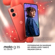 Smartphone Motorola Moto G35 5G: 256GB, 12GB RAM, Câmera 50MP AI e Tela 6.7" Superbrilho - Cinza Vegan Leather - imagem 3