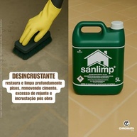 Sanlimp Limpa Piso Concentrado 5L Limpeza Profunda de Pedras, Cerâmicas e Vasos Sanitários, Removedor de Cimento e Rejunte Pós-Obra - imagem 3