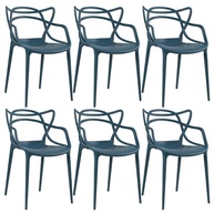 Conjunto 6 Cadeiras Allegra - Design Moderno em Polipropileno Azul Petróleo | Empilháveis e Resistentes para Sala, Cozinha, Jardim e Bar - imagem 1