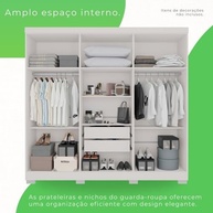 Guarda-Roupa Casal 6 Portas 2 Gavetas França Branco – Organização e Estilo no Dormitório - imagem 4