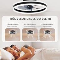 Ventilador de Teto com Luz LED 50cm - Motor DC Silencioso, 6 Velocidades, Reversível e Controle Remoto - imagem 5