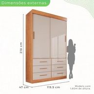 Guarda-Roupa Solteiro 2 Portas e 6 Gavetas Luana Sallêto Móveis – Organização e Estilo no Quarto - imagem 3