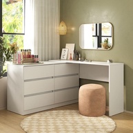 Penteadeira de Canto Flex Multimóveis MP4404 – 120cm, 6 Gavetas, Branco | Design Versátil e Espaçoso para Maquiagem - imagem 1