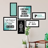 Conjunto 6 Quadros Decorativos com Moldura - Frases de Motivação Geométrico Verde - imagem 3