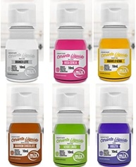 Corante Comestível Líquido Para Bolos, Biscoito, Pães, Recheios Kit 6 Potes Mix - imagem 1