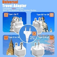 Adaptador de Tomada Universal WRXDMC: Sua Conexão Global com 6 Tomadas CA e 3 USB - imagem 3