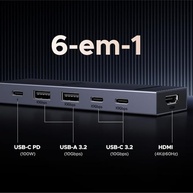 UGREEN Revodok Pro Hub USB C 6 em 1, Adaptador Hub com 4 USB C & A 3.2 de 10Gbps, 4K 60Hz HDMI, 100W PD, Type C Dock Compatíveis com MacBook Pro/Air, iPad Pro, Thinkpad Rog Ally - imagem 2