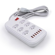 Filtro de Linha Premium: 6 Tomadas 10A + 6 USB 3.4A, Cabo 3m, Branco - Organize e Carregue Tudo! - imagem 1