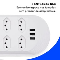 Filtro de Linha 6 Tomadas + 3 USB: Energia e Carregamento Inteligente para Seu Setup - imagem 5
