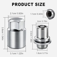 Kit 5 Fechaduras de Roda Antifurto 1/2-20 para Jeep, Ford, Dodge - Segurança Cromada 60° Cone - imagem 3