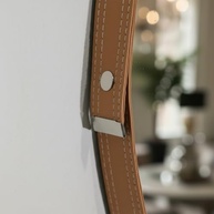 Espelho Redondo Adnet 60cm Caramelo - Design Escandinavo com Suporte em Alumínio | Ideal para Sala, Quarto e Banheiro - imagem 5