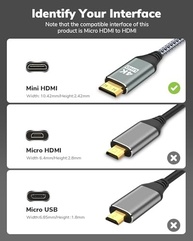 Cabo Mini HDMI para DisplayPort 4K @60Hz - Conexão Unidirecional de Alta Performance (1,5m) - imagem 4