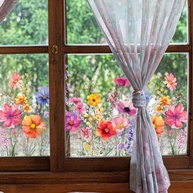 Decalques de Parede para Janela com Flores Silvestres - Adesivos Decorativos Rasgáveis 60x30cm - imagem 5