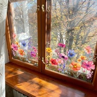 Decalques de Parede para Janela com Flores Silvestres - Adesivos Decorativos Rasgáveis 60x30cm - imagem 2