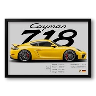 Quadro Porsche Cayman 718 60x40cm - Impressão Premium com Moldura Ecológica - imagem 2