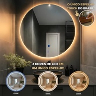Espelho Redondo Lopazzi 60x60cm com LED Touch – Iluminação Ajustável Moderna para Banheiro e Quarto - imagem 4