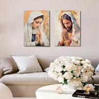 Kit 2 Quadros Decorativos Canvas 60x90 cm - Jesus e Maria | Decore com Fé e Estilo - imagem 3