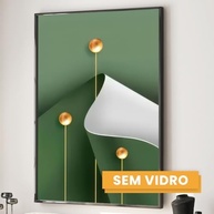 Quadros Decorativos Tríade Elegante - Verde e Nude Abstrato em Madeira 60x90 com Vidro - imagem 5