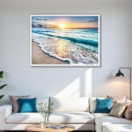 Quadro Decorativo de Parede com Paisagem de Pôr do Sol na Praia - Moldura Premium 60x90cm - imagem 3