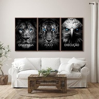 Quadro Trio Motivacional Leão, Tigre e Águia - Disciplina, Foco e Execução | 60x90cm com Vidro - imagem 3