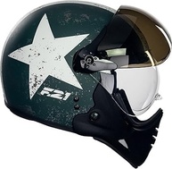 Capacete Peels F-21 Old Tank Aberto Verde Militar Fosco/Branco - Tamanho 61 - imagem 4